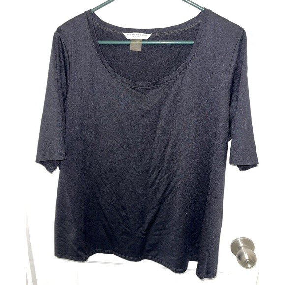 Women’s Peter Nygard Short Sleeve Black Shirt / Top Size 1X 94% Nylon 6% Spandex - Picture 4 of 4